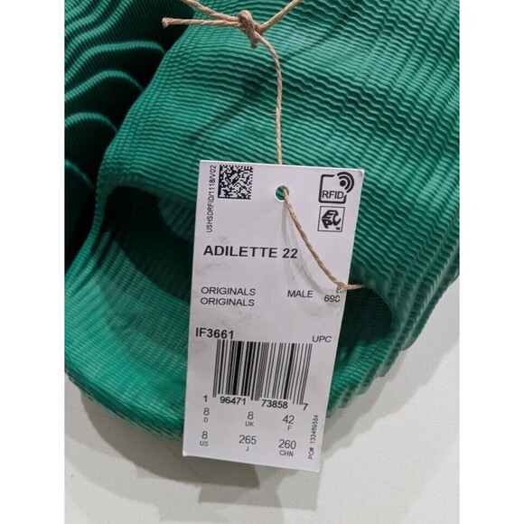 Adidas Adilette 22 Unisex Slip-On Slides Sandals Bold Green IF3661 Men’s Sz 8 - Picture 6 of 7